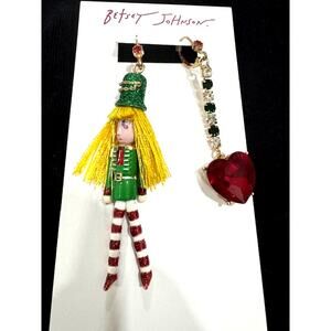 Betsey Johnson Jingle Bell Bling Nutcracker Earrings